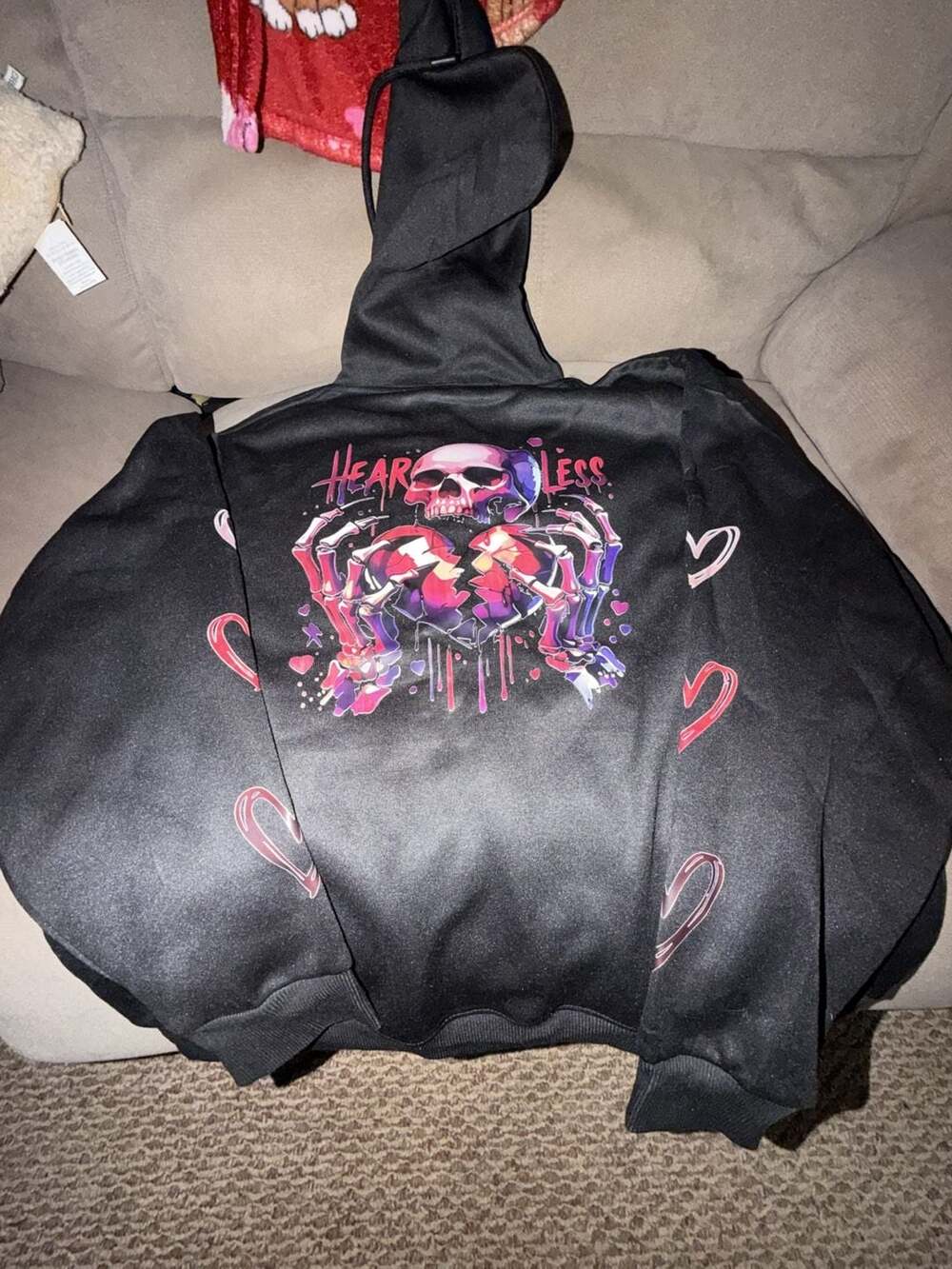 Heartless Graphic Skeleton Heart Black Hoodie